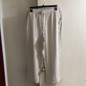 Old Navy Casual Cream Wide Leg Linen Pants